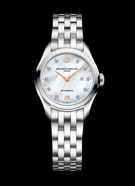 Baume and mercier clifton mother of pearl shop diamond dial steel automatic ladies watch 10151